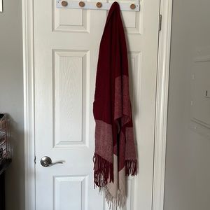 Burgundy & cream large paneled scarf